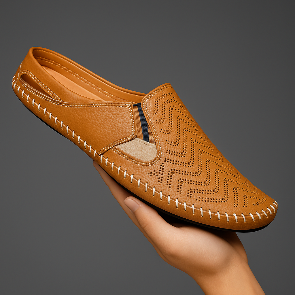 Men's Leather Fisherman Sandals in Brown – side view | Hensley London