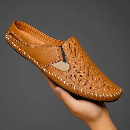 Men's Leather Fisherman Sandals in Brown – side view | Hensley London