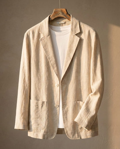 Men's Linen Two-Button Blazer - detail view | Hensley London