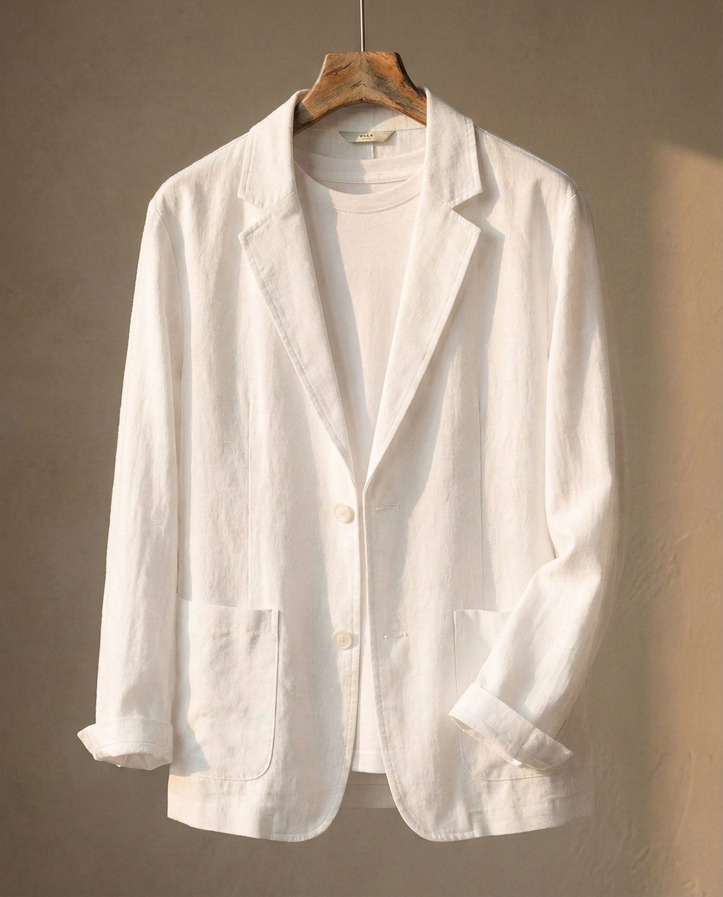 Men's Linen Two-Button Blazer - detail view | Hensley London