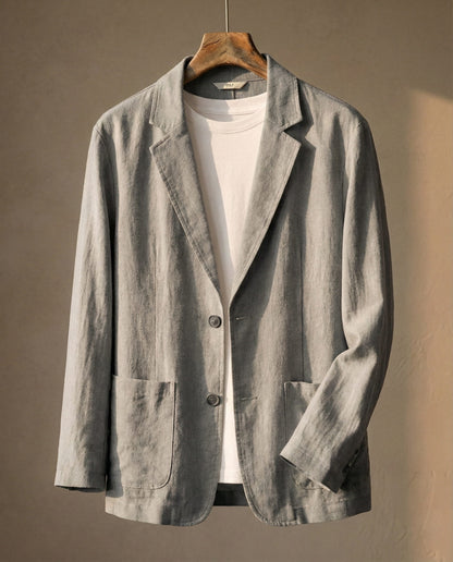 Men's Linen Two-Button Blazer - detail view | Hensley London