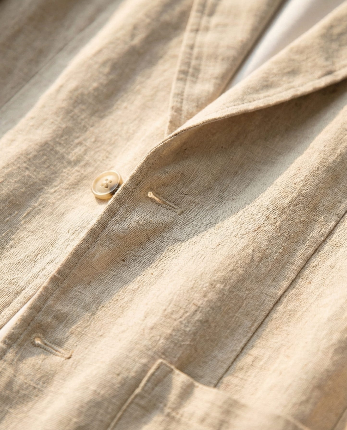 Men's Linen Two-Button Blazer - detail view | Hensley London