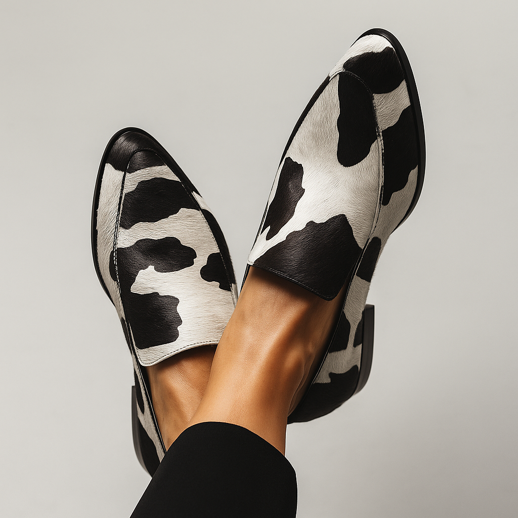 Women's Loafers Black Print Synthetic Upper