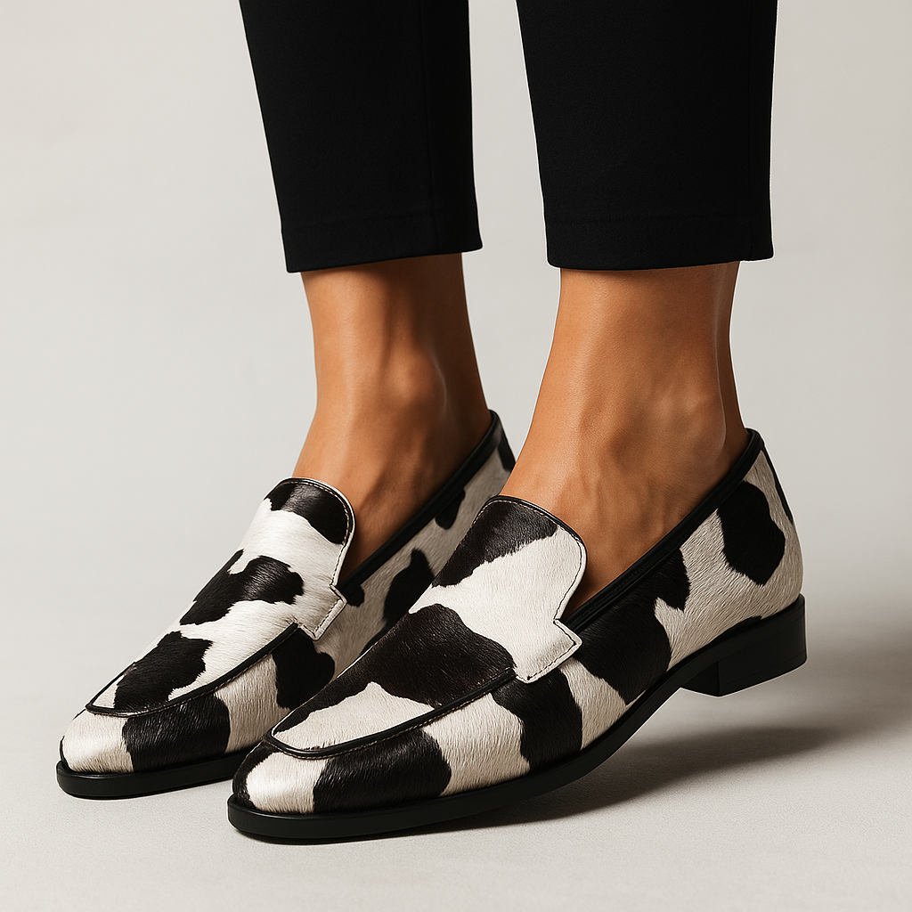 Women's Loafers Black Print Synthetic Upper - Image 2