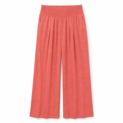 Women's Cotton High-Waist Palazzo Pants in White – front view | Hensley London