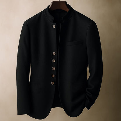 Men's Wool Stand-Collar Jacket - detail view | Hensley London