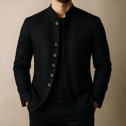 Men's Wool Stand-Collar Jacket - detail view | Hensley London