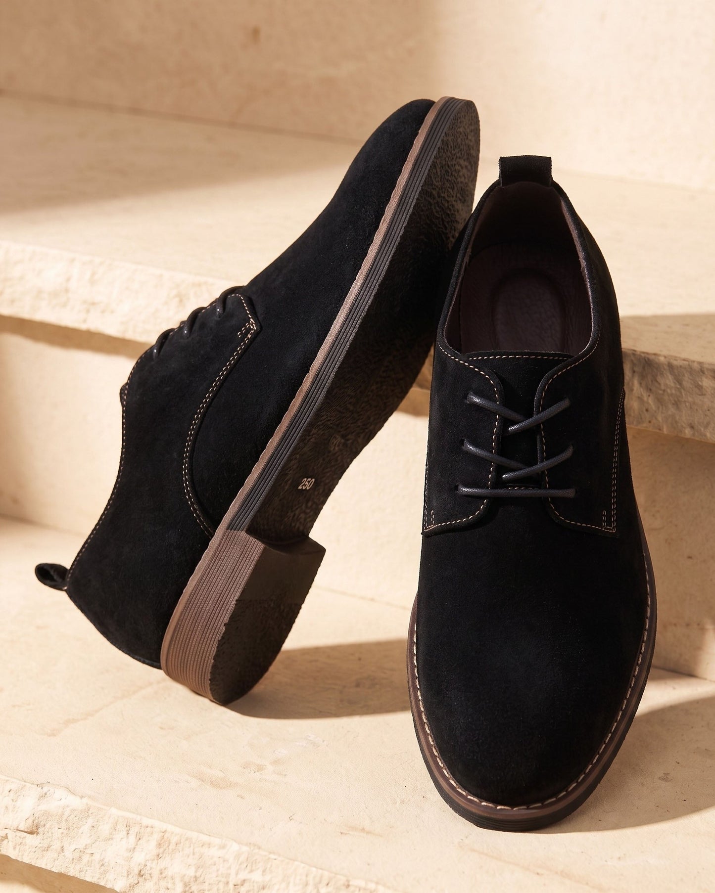 Men's Brushed Suede Derby Shoes - back view | Hensley London