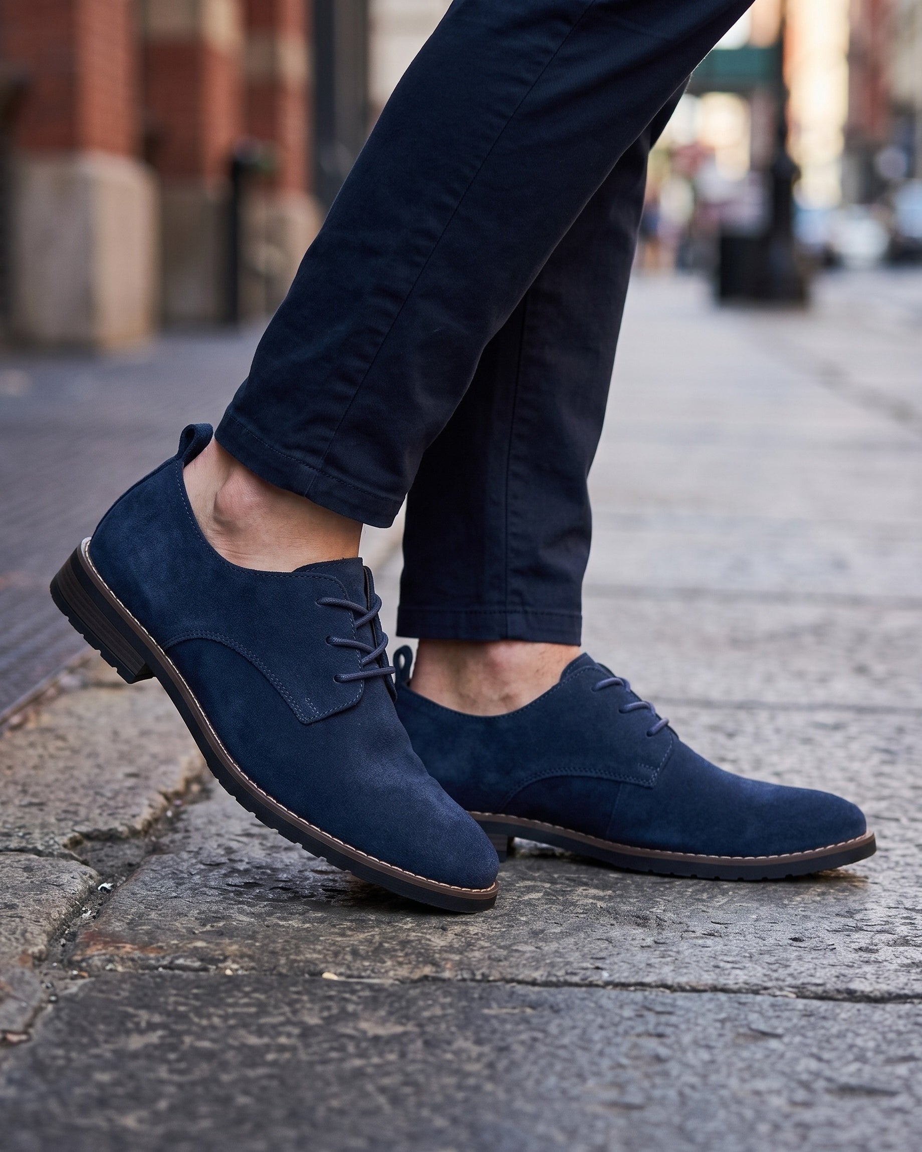 Men's Brushed Suede Derby Shoes - studio view | Hensley London