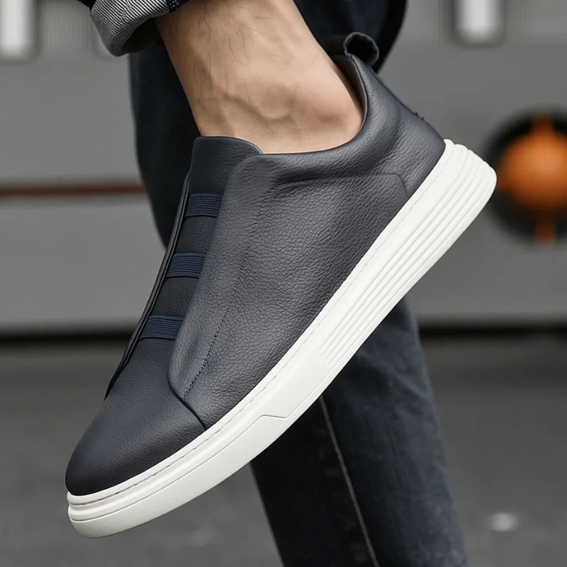 Men's Genuine Italian Leather Sneakers – product view | Hensley London