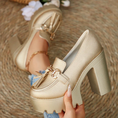 Women's Platform Loafers with Chunky Block Heels in available colours – product view 8 | Hensley London