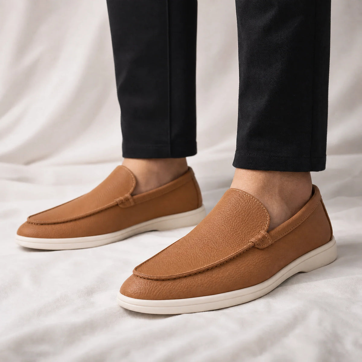 Men's Textured Slip-On Loafers – product view | Hensley London