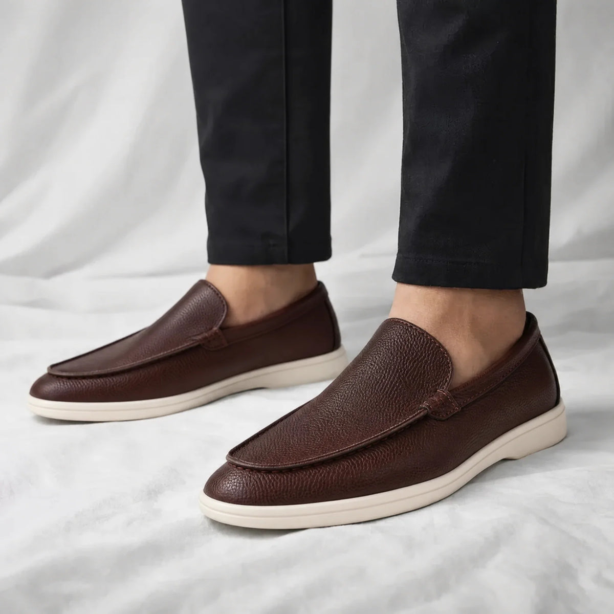 Men's Textured Slip-On Loafers – product view | Hensley London