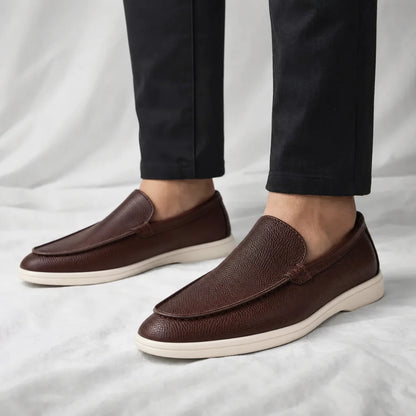 Men's Textured Slip-On Loafers – product view | Hensley London