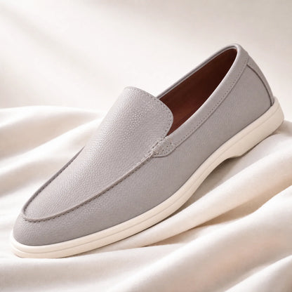 Men's Textured Slip-On Loafers in Gray – product view | Hensley London