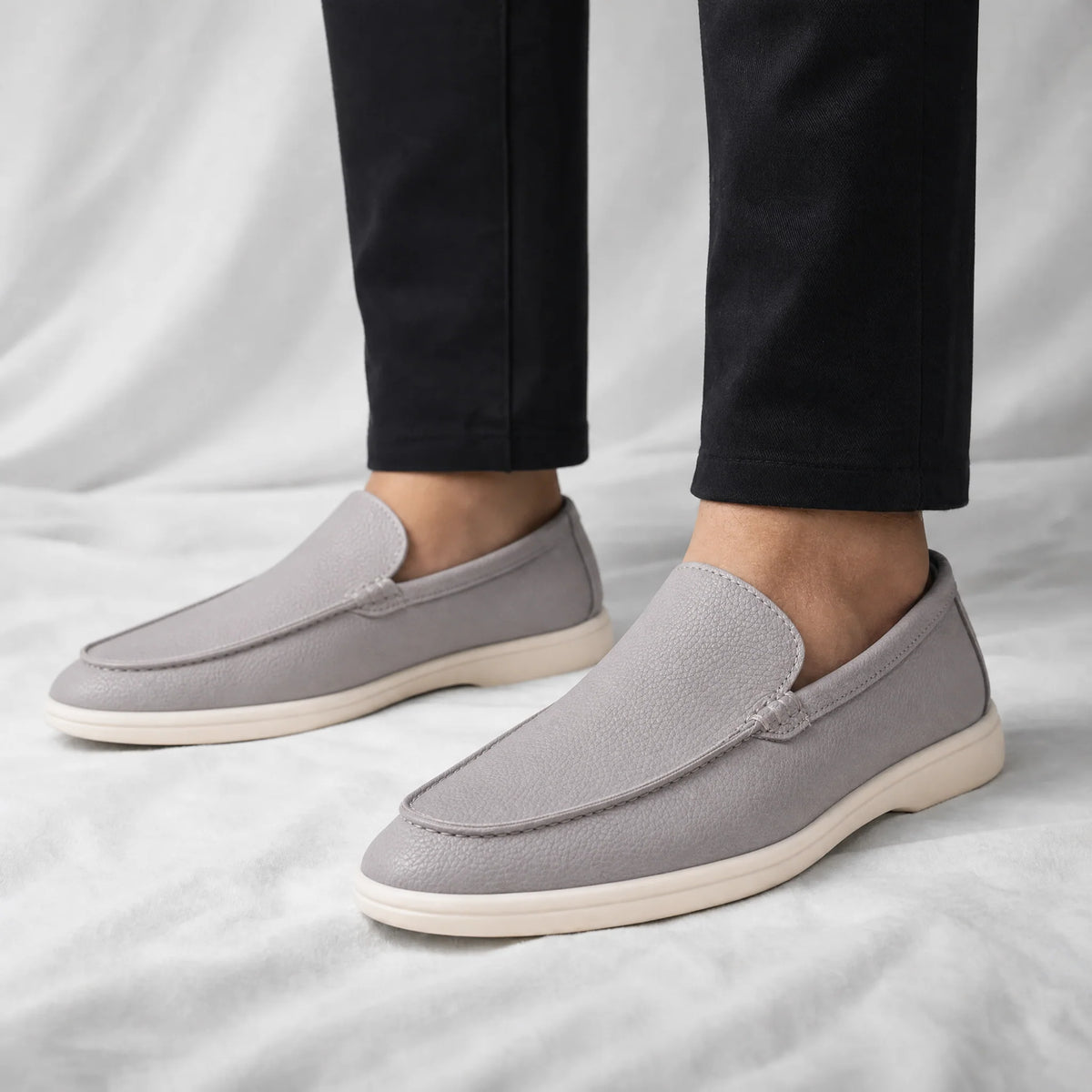 Men's Textured Slip-On Loafers – product view | Hensley London
