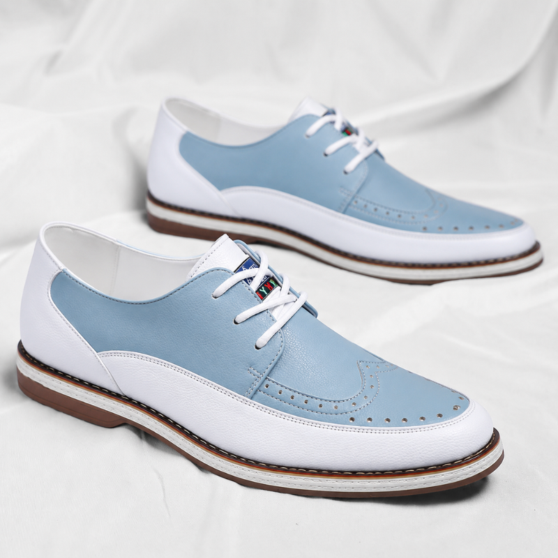 Men's Two-Tone Leather Brogue Derby Shoes – side view | Hensley London