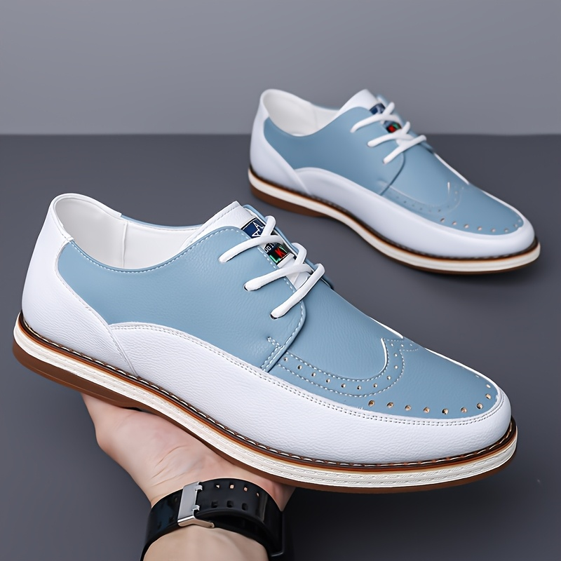 Men's Two-Tone Leather Brogue Derby Shoes – brogue detail | Hensley London