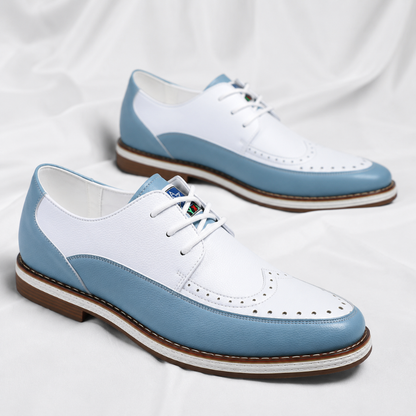 Men's Two-Tone Leather Brogue Derby Shoes – worn view | Hensley London