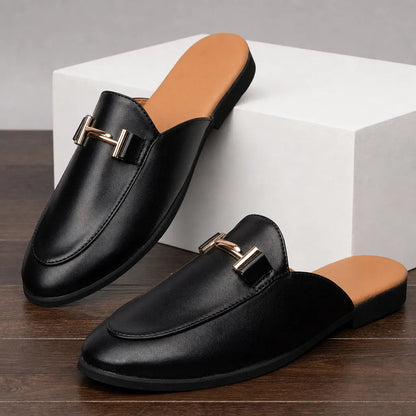 Women's Metal-Bit Closed-Toe Mule Loafers – main view | Hensley London