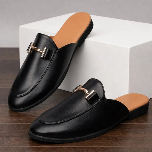 Women's Metal-Bit Closed-Toe Mule Loafers – main view | Hensley London