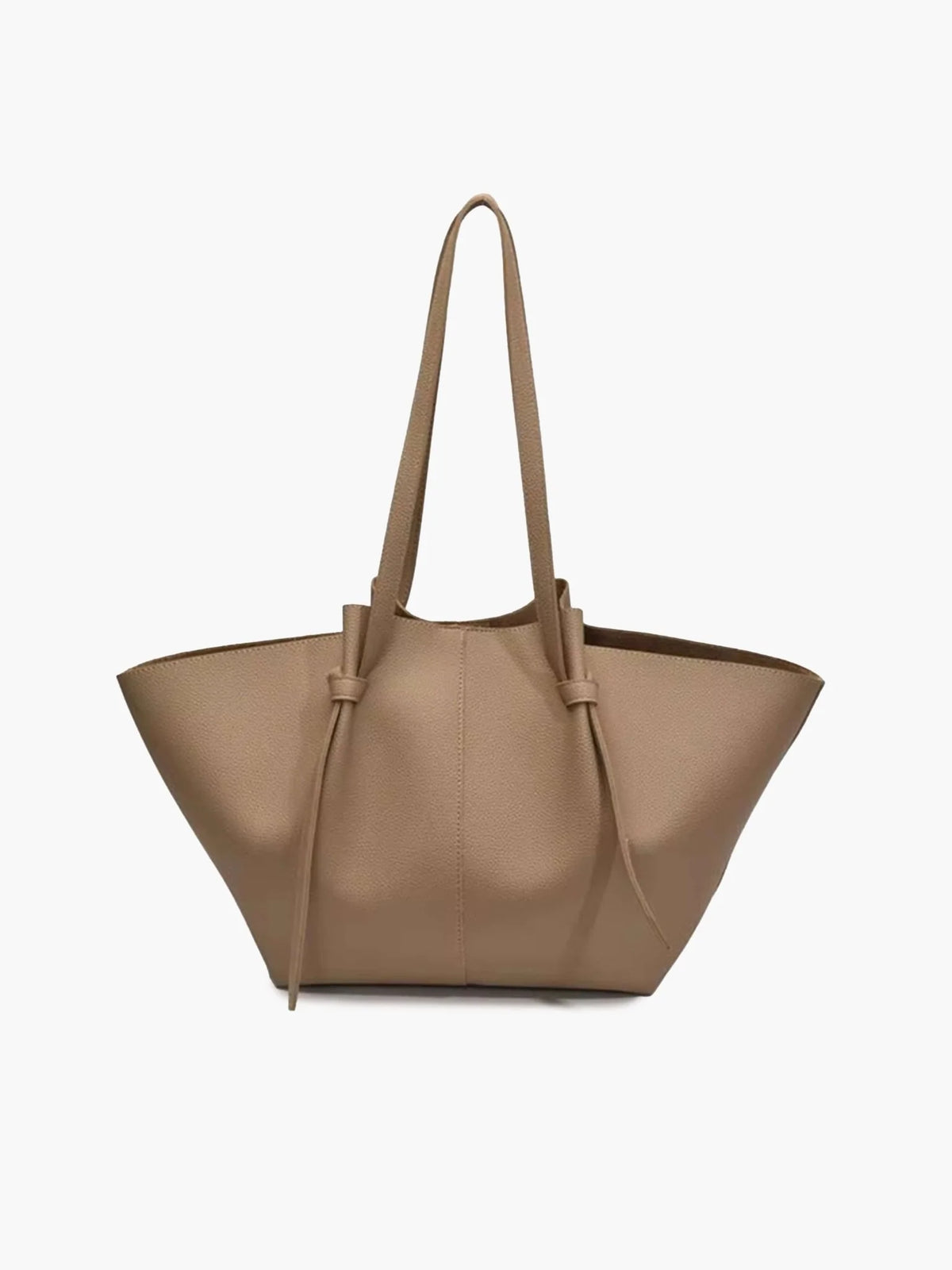 Women's Structured Faux Leather Shopper Tote Bag in Beige – Product view | Hensley London