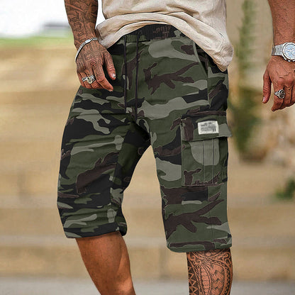 Men's Camouflage Cargo Shorts - front view | Hensley London