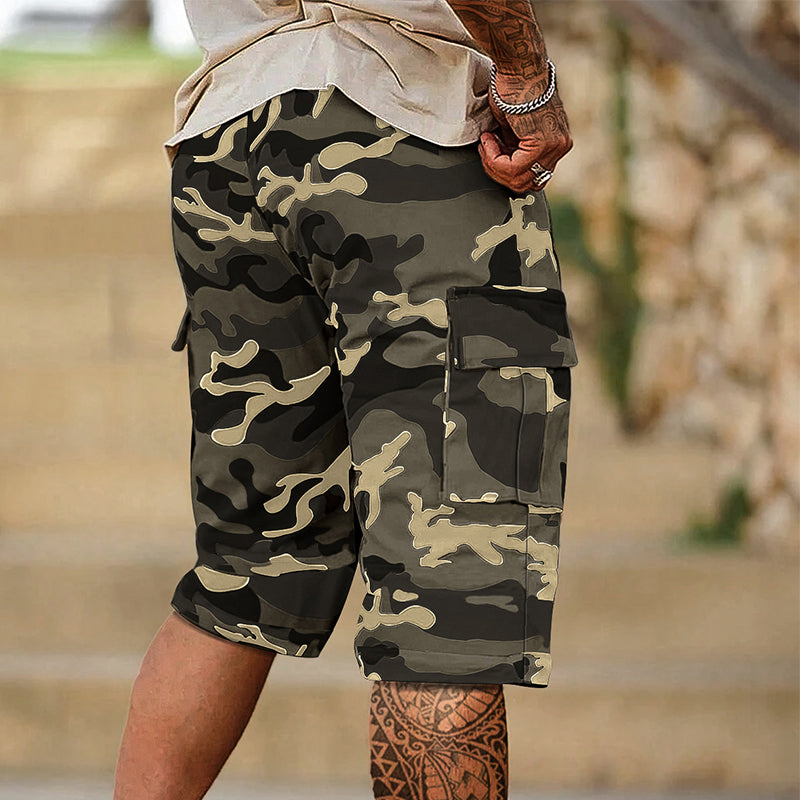 Men's Camouflage Cargo Shorts - side view | Hensley London