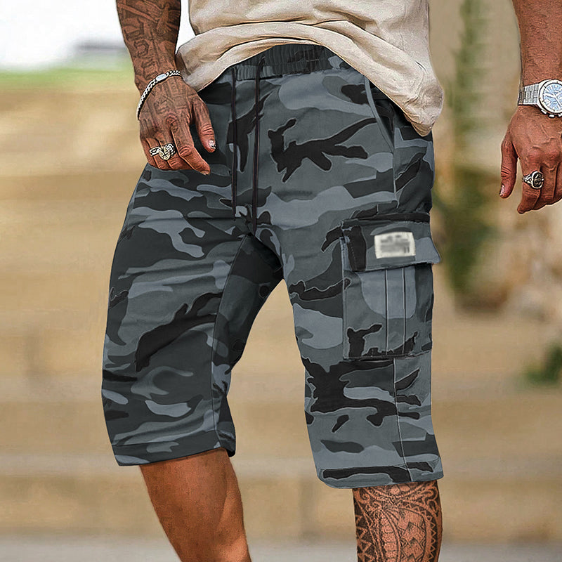 Men's Camouflage Cargo Shorts - fabric detail | Hensley London