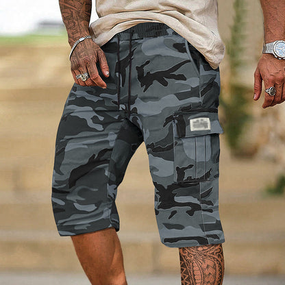 Men's Camouflage Cargo Shorts - fabric detail | Hensley London
