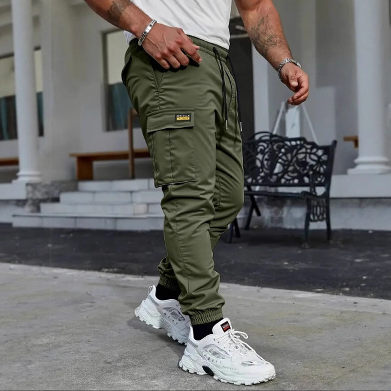 Men's Cotton Cargo Trousers - Army Green | Hensley London
