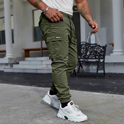 Men's Cotton Cargo Trousers - Army Green | Hensley London