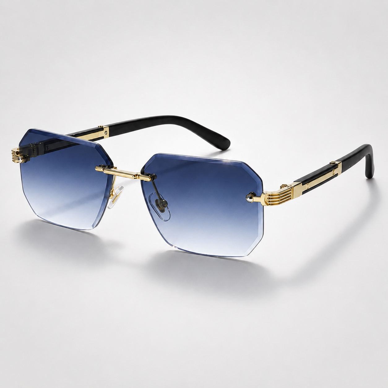 Rimless Polygon Sunglasses in Gray – front view | Hensley London