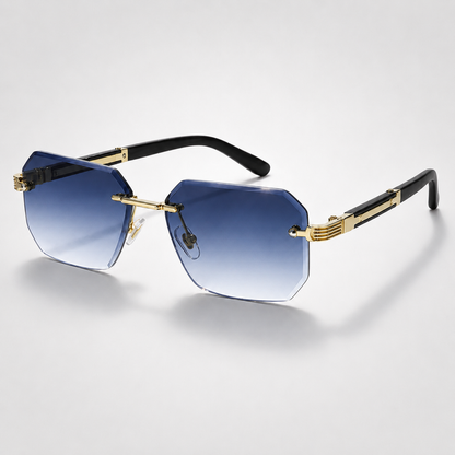 Rimless Polygon Sunglasses in Gray – front view | Hensley London