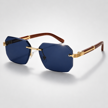Rimless Polygon Sunglasses in Gold – front view | Hensley London