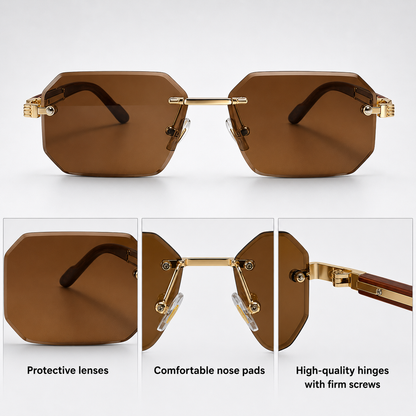 Rimless Polygon Sunglasses – side profile view | Hensley London