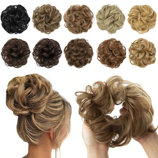 Messy Curly Hair Bun Scrunchy Extensions – Quick and Easy Updo Accessory 1