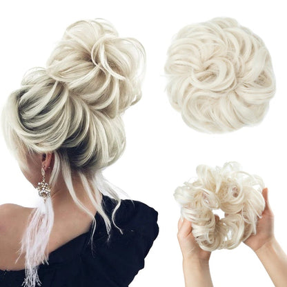 Messy Curly Hair Bun Scrunchy Extensions – Quick and Easy Updo Accessory 23