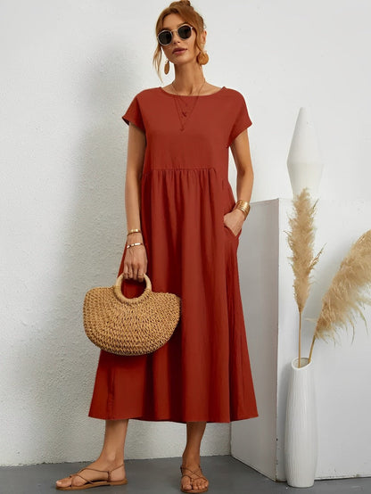 Women's Summer Dress Beige Lightweight Cotton 2