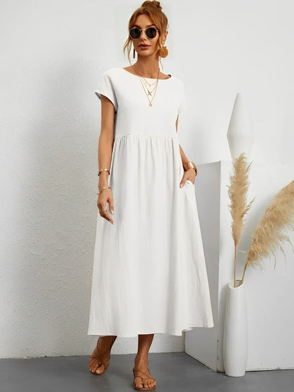 Women's Summer Dress Beige Lightweight Cotton 1