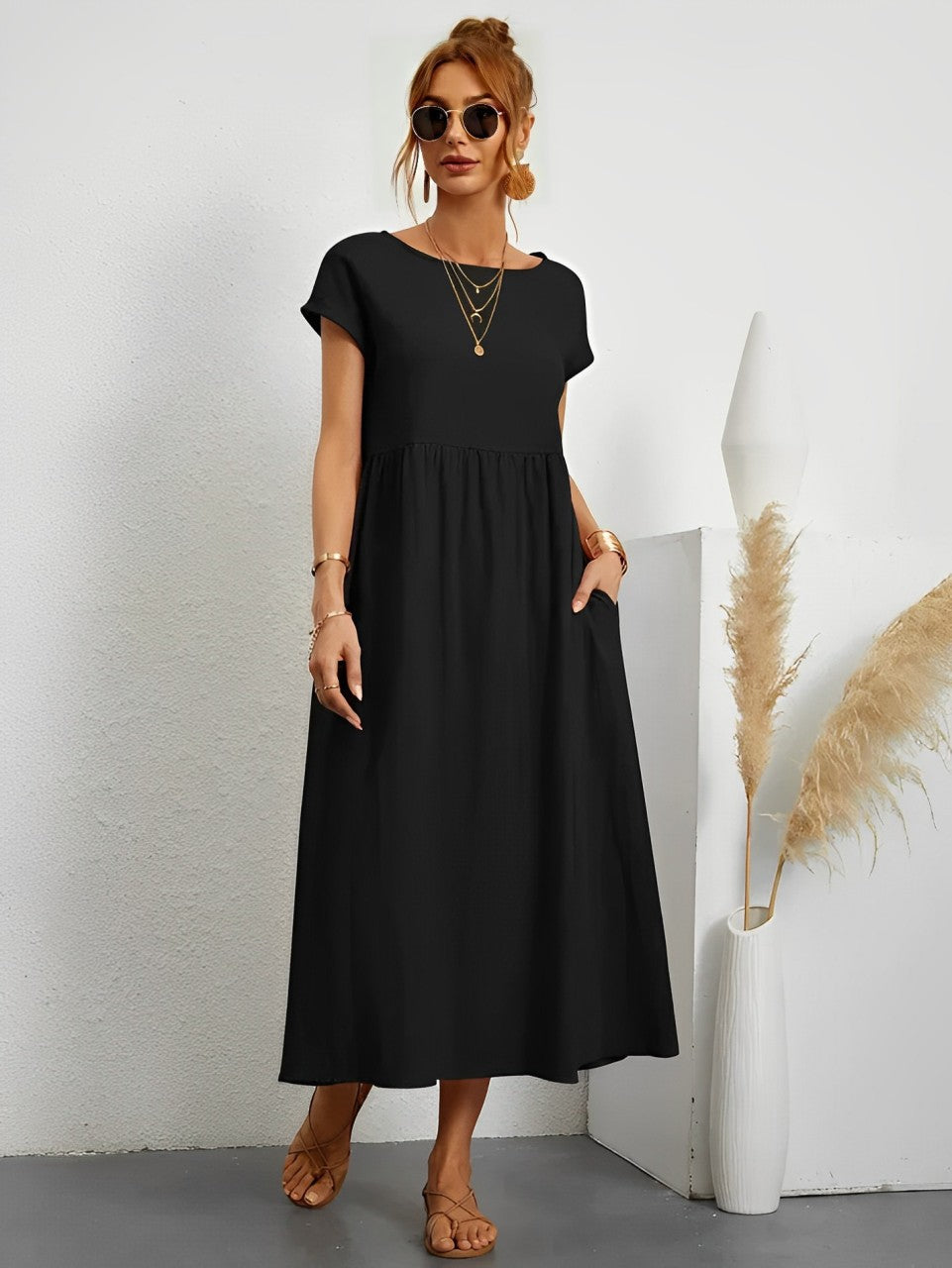 Variant image for Women's Summer Dress Beige Lightweight Cotton-11