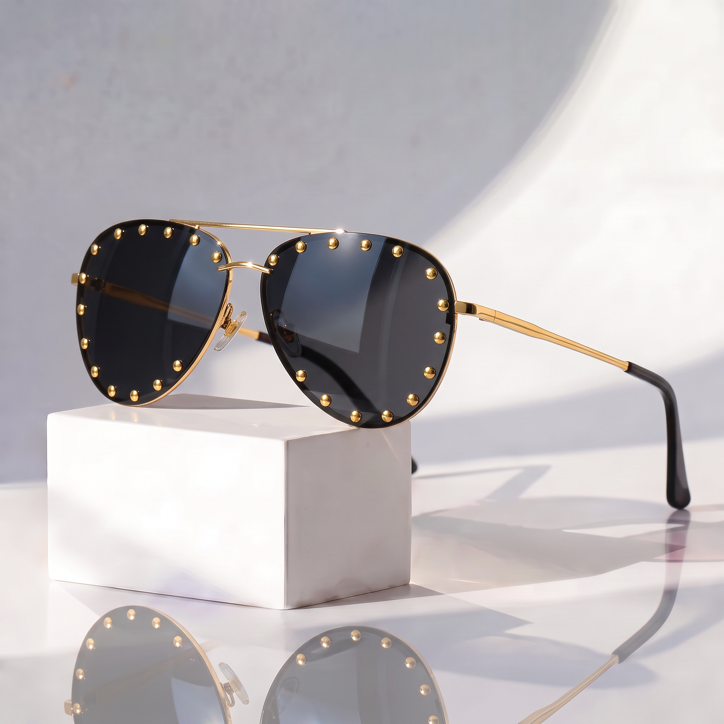 Women's Metal-Frame Aviator Sunglasses – studio view 3 | Hensley London
