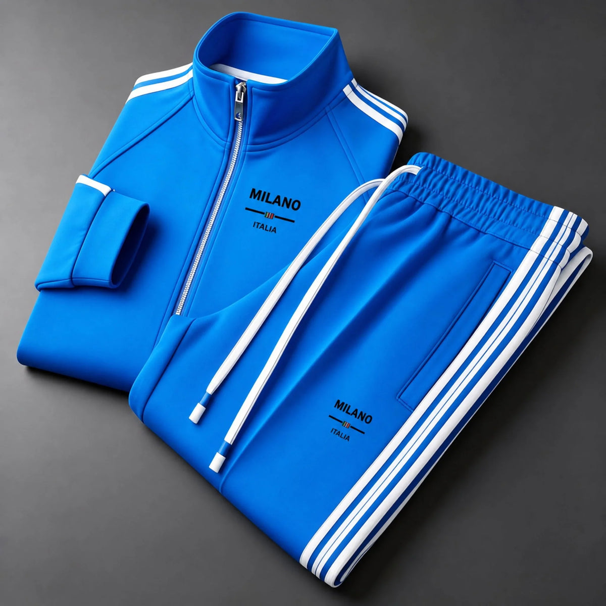 Men's Textured Zip-Front Tracksuit Set in Blue – product view | Hensley London