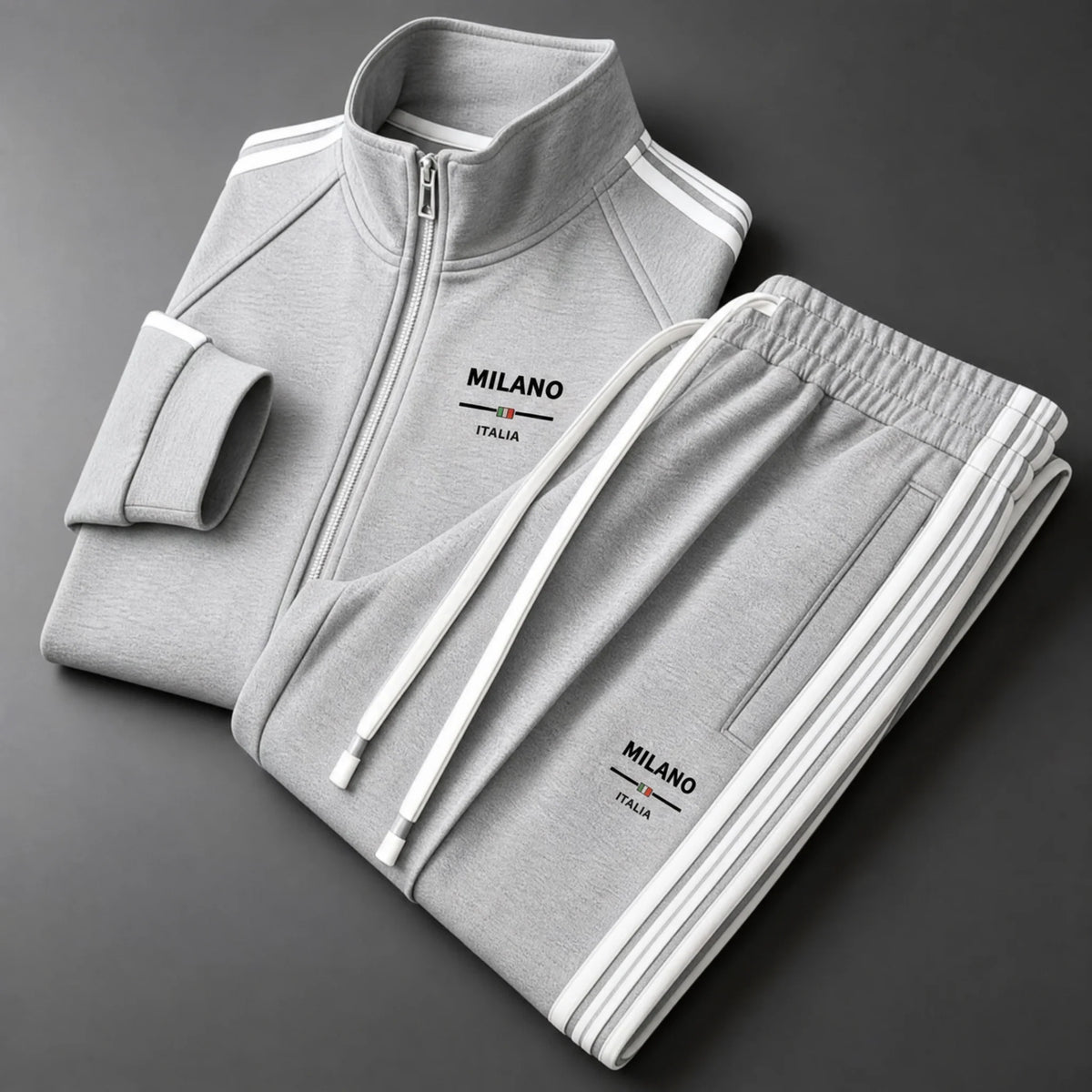 Men's Textured Zip-Front Tracksuit Set in Gray – product view | Hensley London