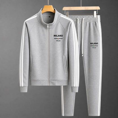 Men's Textured Zip-Front Tracksuit Set – product view | Hensley London