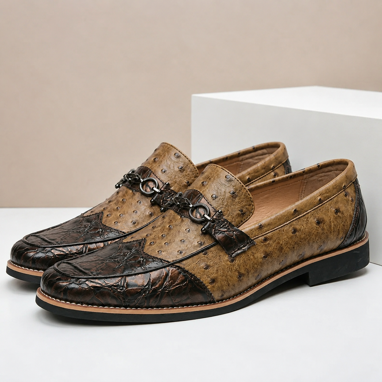 Men's Faux Leather Contrast Loafers
