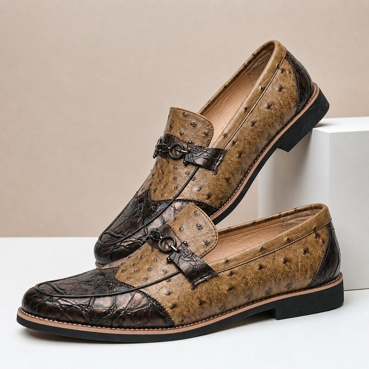 Men's Faux Leather Contrast Loafers