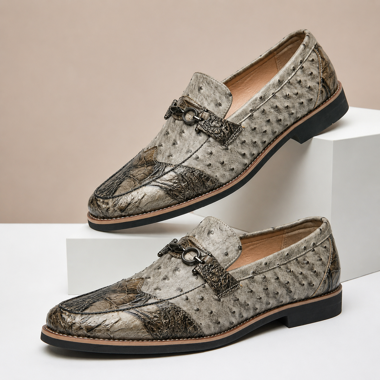 Men's Faux Leather Contrast Loafers
