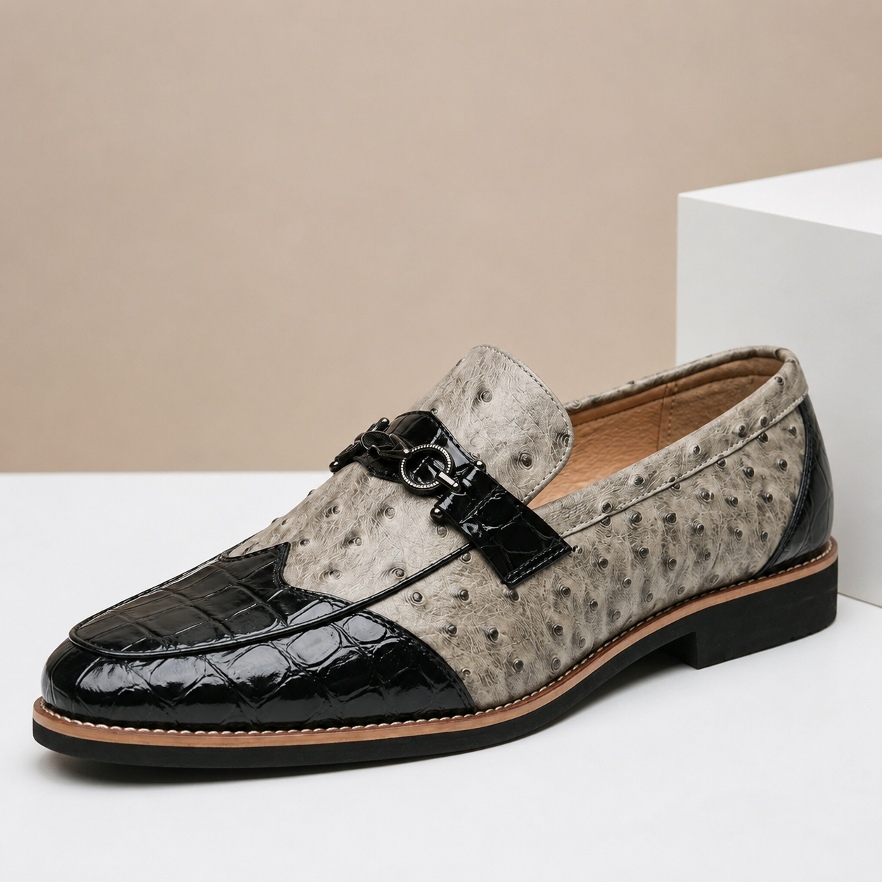 Men's Faux Leather Contrast Loafers
