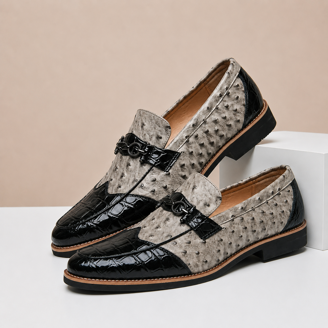 Men's Faux Leather Contrast Loafers